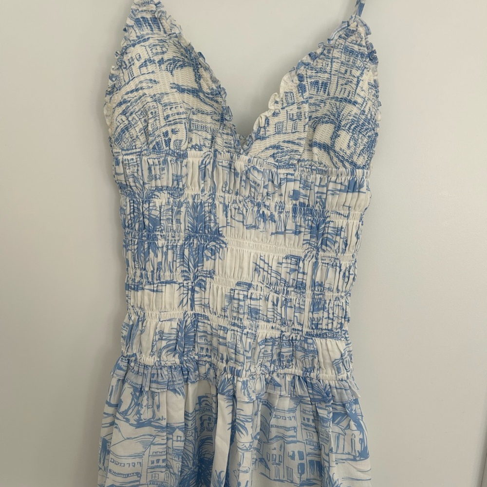 Sky to Moon Coastal Blue & White Dress